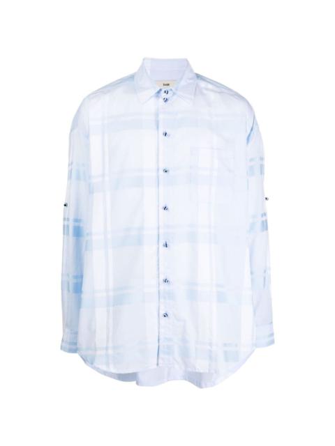 semi-sheer plaid cotton shirt