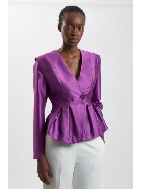 KAREN MILLEN Structured Satin Peplum Tailored Blazer