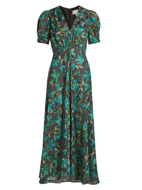 SALONI Women's Lea Floral Silk Midi-Dress - Pelta Polka