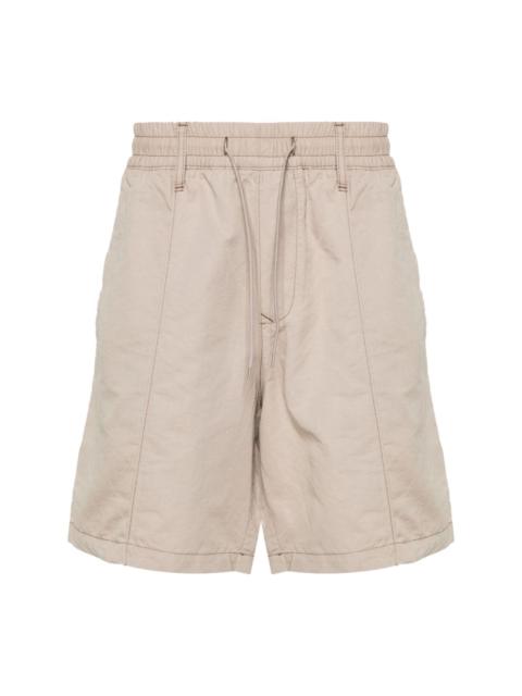 mi-rise linen blend wide-leg shorts