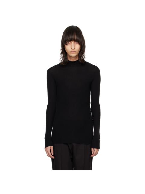 Rick Owens Black Ribbed Lupetto Sweater
