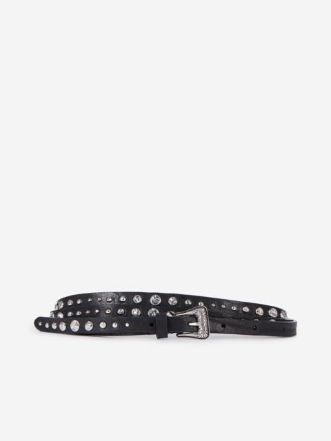 The Kooples THIN LEATHER BELT WITH BLACK STUDS