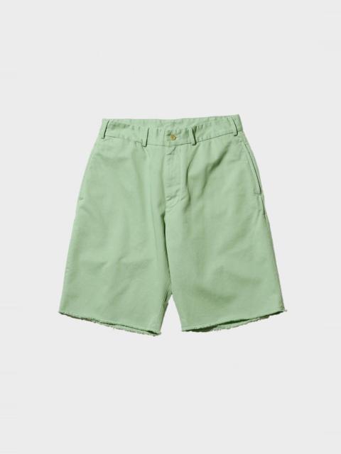 Plain Front Shorts Cut-Off Twill Garment Dye - Mint Green
