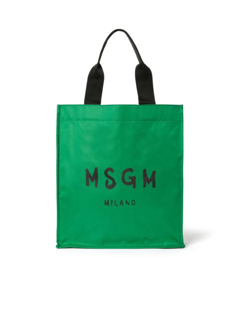 MSGM MSGM signature nylon tote bag with brush stroke logo