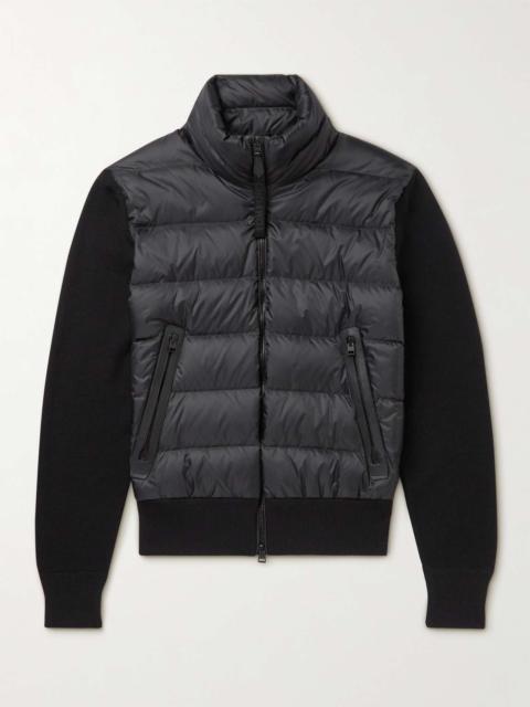 Slim-Fit Panelled Ribbed Wool and Quilted Shell Down Jacket