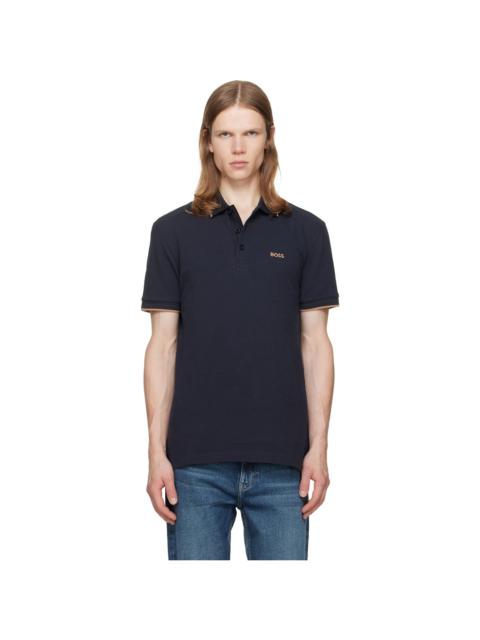 BOSS Navy Paddy Cotton Piqué Polo