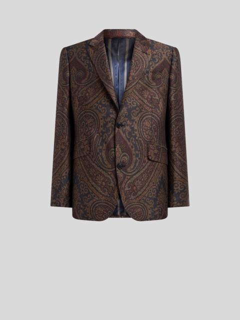 Etro SINGLE-BREASTED WOOL-BLEND JACQUARD JACKET WITH PAISLEY MOTIF
