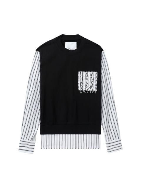 stripe-panel cotton sweatshirt
