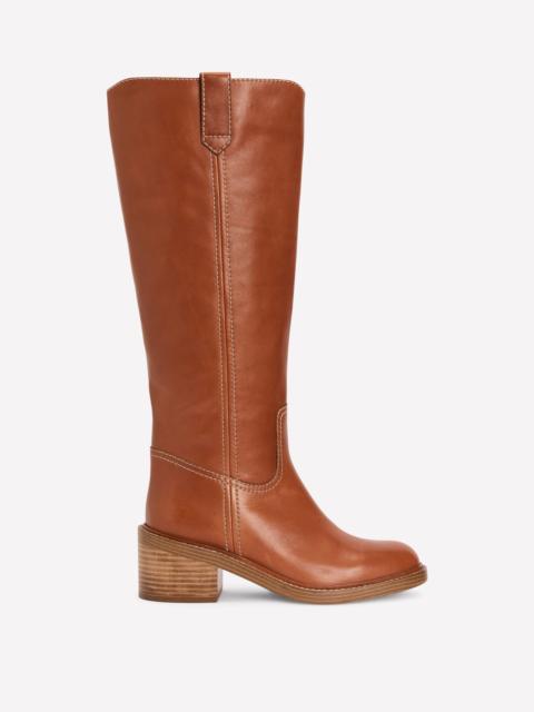 BODEN Casual Stitch Knee Boots-Tan Leather