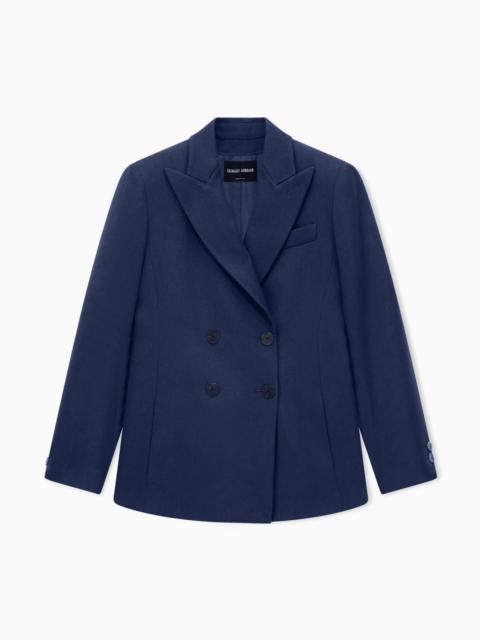 GIORGIO ARMANI DOUBLE-BREASTED BLAZER IN DOUBLE WOOL WITH PEAK LAPELS