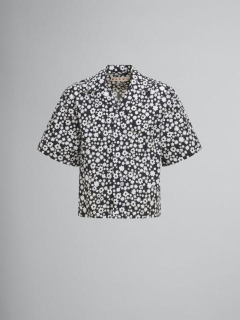 Marni BLACK AND WHITE BOXY SHIRT WITH POP FIELDS MOTIF
