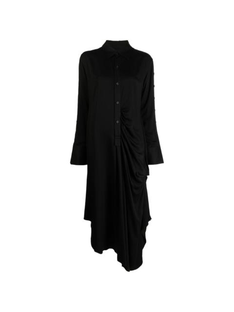 Yohji Yamamoto long-sleeve draped midi shirt dress