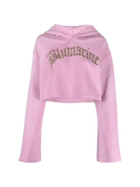 Blumarine logo-embellished cropped hoodie