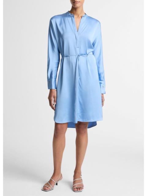 Vince Matte Satin Band-Collar Dress