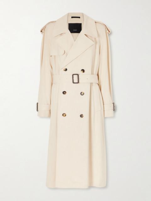 WARDROBE.NYC Double-breasted Belted Technical Shell Trench Coat
