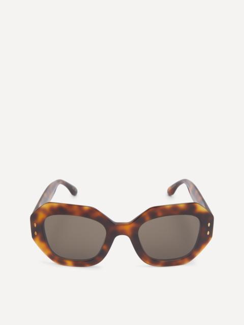 Isabel Marant Havana Acetate Geometric Frame Sunglasses