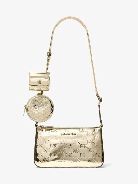 MICHAEL KORS Jet Set Small Metallic Logo Debossed Crossbody Bag with Case for Apple Airpods Pro®