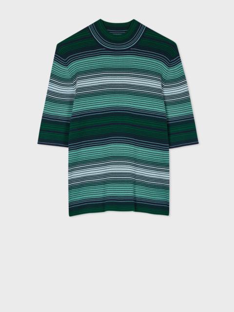 Paul Smith Women's Teal Gradient Stripe Knitted Top