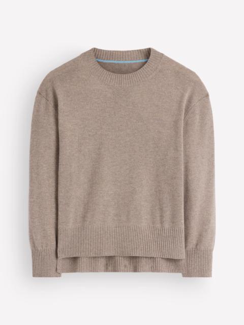 BODEN Fay Cashmere Crew Neck Sweater-Mink Melange