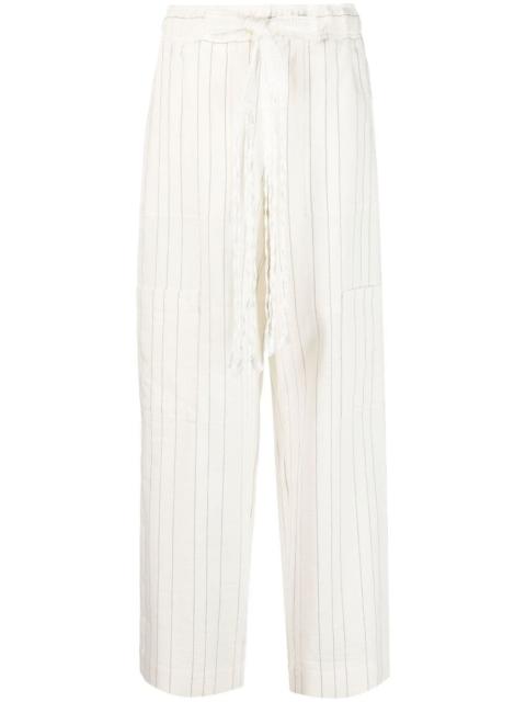 wide-leg striped trousers