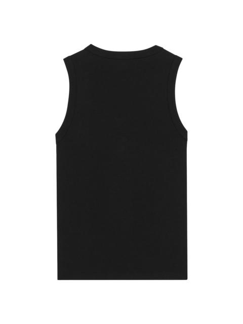 SAINT LAURENT Women's Cassandre Tank Top in Ribbed Cotton Jersey - Noir