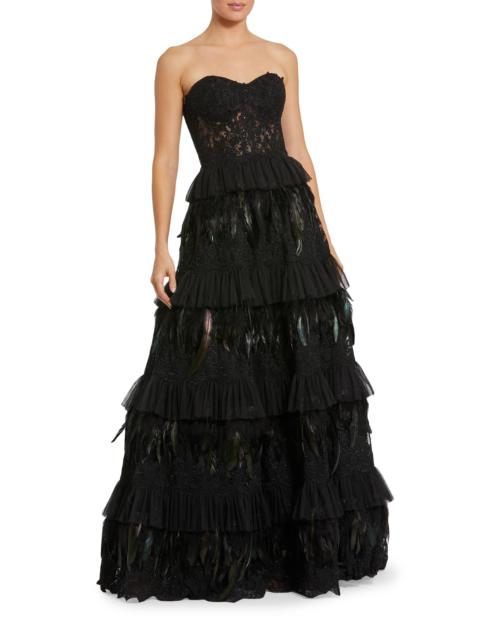 MAC DUGGAL Women's Embellished Tiered Strapless Gown - Black
