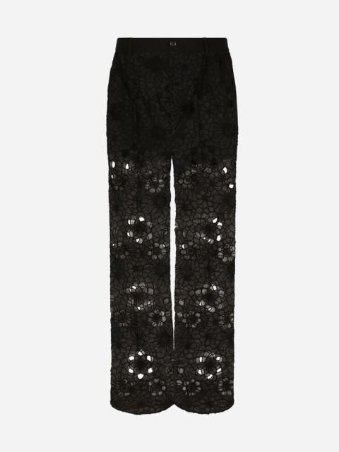 Dolce & Gabbana Tailored stretch broderie anglaise pants