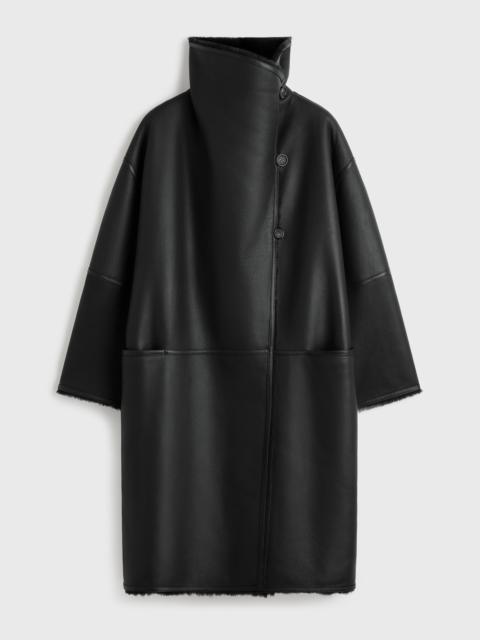 TOTEME Shearling wrap coat black