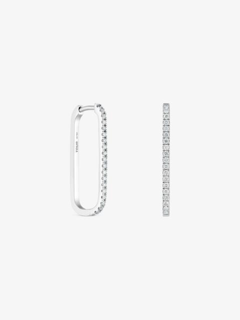 TOUS Long oval hoop Earrings in 18K white gold with diamonds Les Classiques