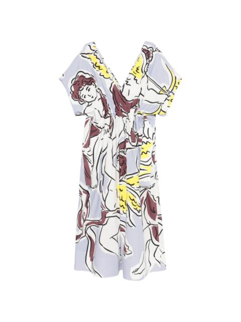 TORY BURCH V-neck graphic midi dress