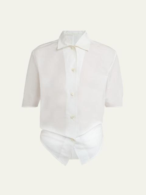 Jil Sander Short-Sleeve Gathered Button-Down Shirt