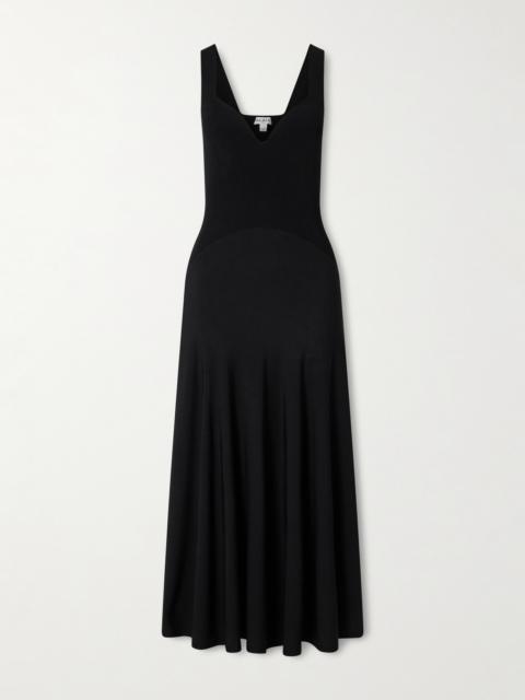 Alaïa Ribbed-knit And Jersey Pleated Midi Dress