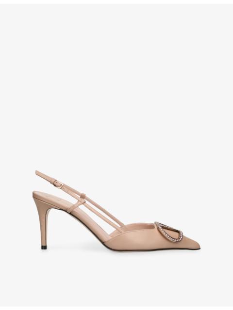 Valentino Vlogo 80 Crystal-Embellished Leather Slingback Courts