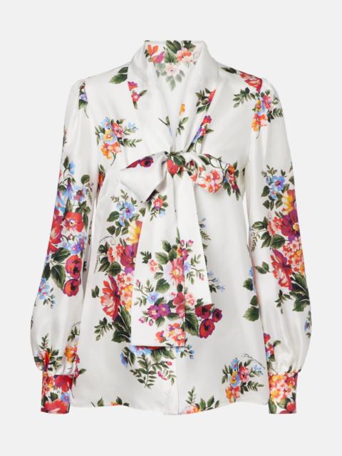 Dolce & Gabbana Floral tie-neck silk blouse