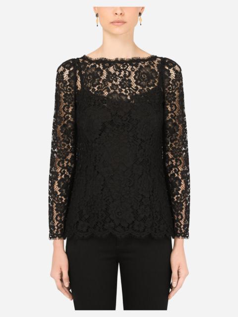 Long-sleeved cordonetto lace top