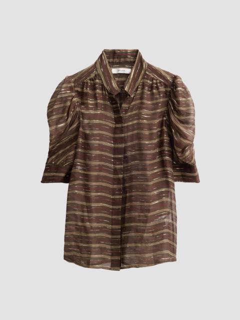 FRAME Women's The Gillian Striped Silk-Blend Top - Oakwood Multi