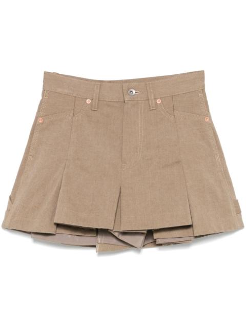 sacai denim mix skorts