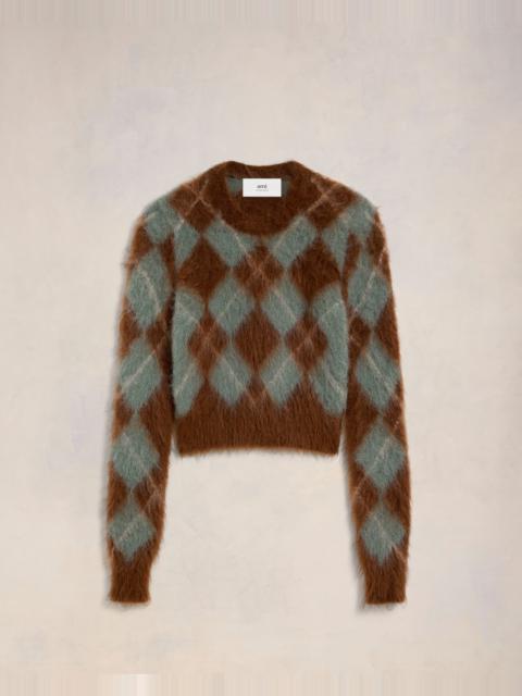 AMI Paris ALPACA MOHAIR BRUSHED ARGYLE SWEATER