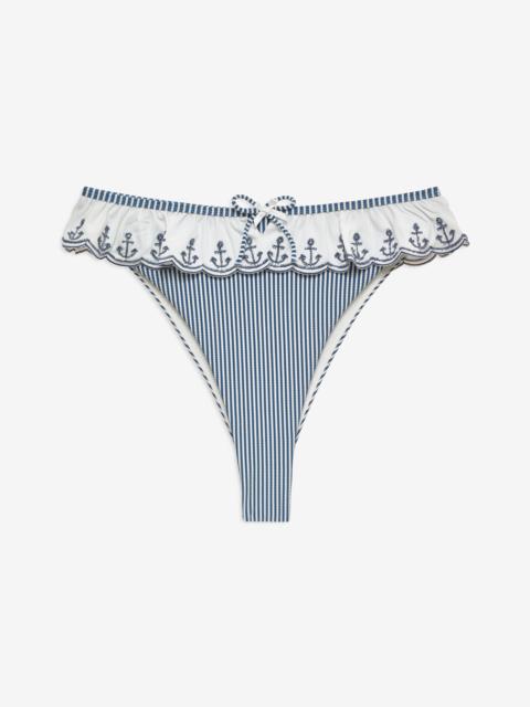 For Love & Lemons Textured Stripes Bikini Bottom