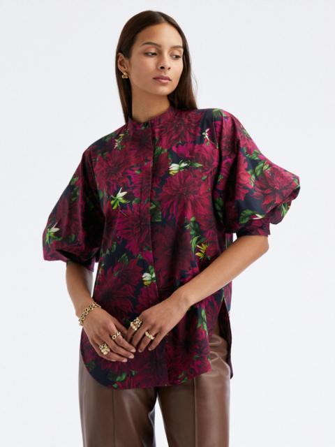 Oscar de la Renta BALLOON SLEEVE DAHLIA COTTON POPLIN BLOUSE