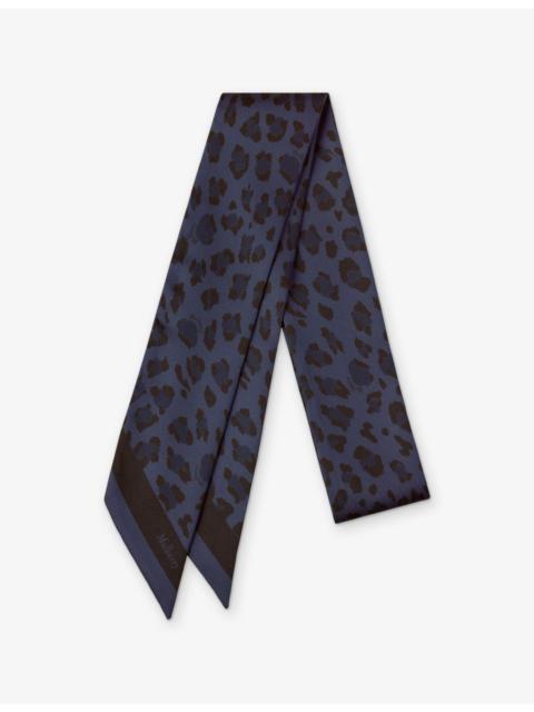 Mulberry Leopard-Print Skinny Woven Scarf