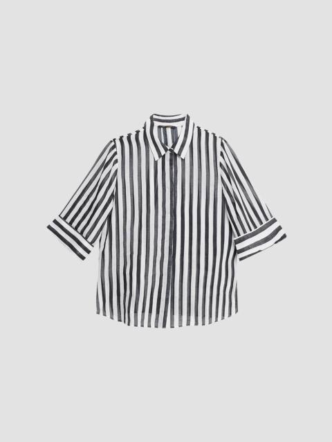 KOBI HALPERIN Women's Jolie Sheer Striped Blouse - Black White
