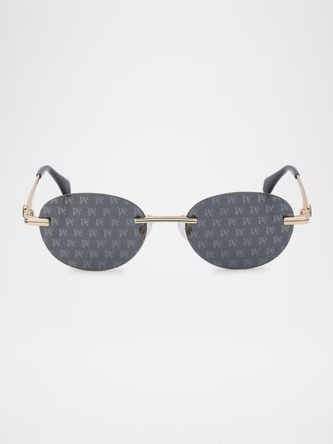 Palm Angels Crystal Metal Oval Sunglasses