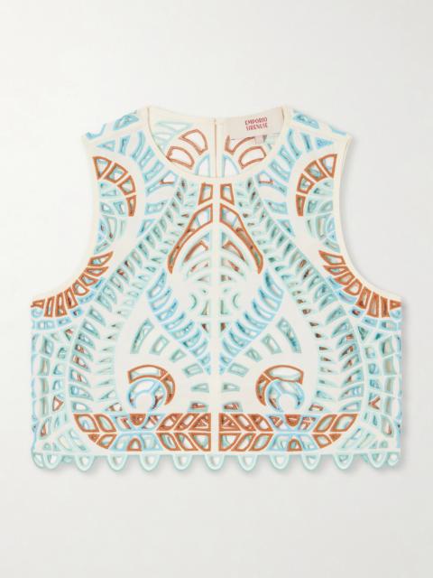 EMPORIO SIRENUSE Ada Brisé Mare Broderie Anglaise Cotton Top