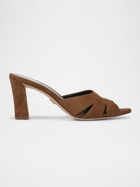 VERONICA BEARD Cassiel Suede Peep-Toe Slide Sandals