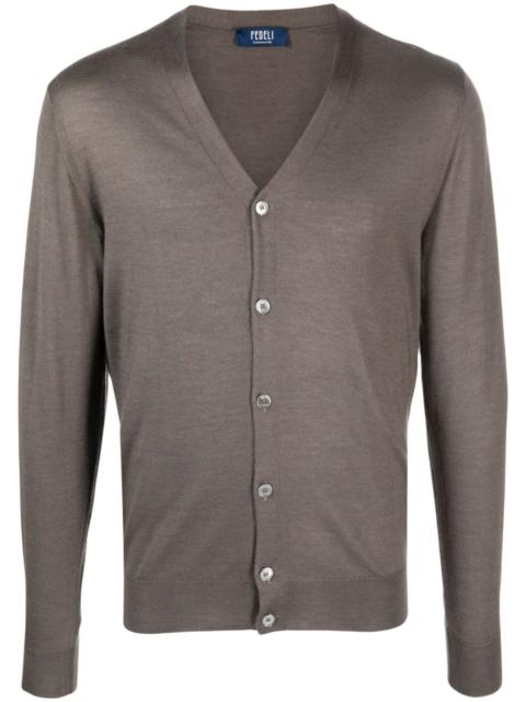 FEDELI V-neck fine-knit cardigan