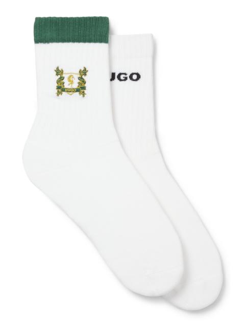 HUGO TWO-PACK OF COTTON SHORT SOCKS WITH EMBROIDERY