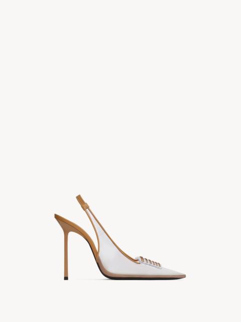SAINT LAURENT JIVE SLINGBACK PUMPS IN TPU AND RHINESTONES