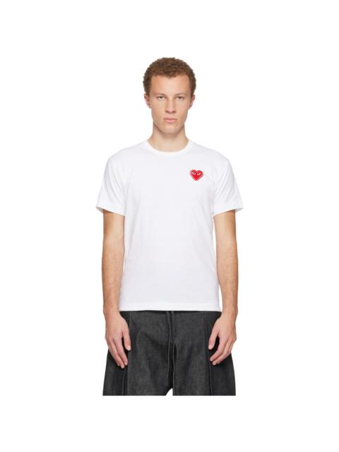 Comme des Garçons PLAY White Rhinestone Emblem Red Heart T-shirt