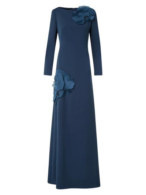 AKRIS Women's Crepe Appliqué Silk Gown - Navy Blue